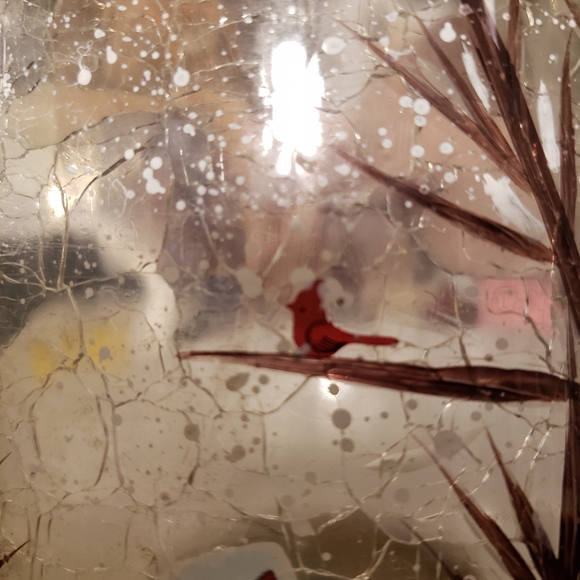 Painted Crushed Glass Christmas Candle Holder or Vase - Picture 5 of 11